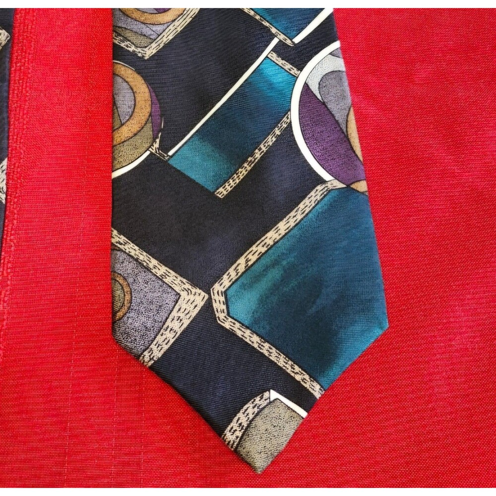 Vintage Stafford Silk Necktie 60x3.75 Geometric Abstract Memphis Power Tie 90s